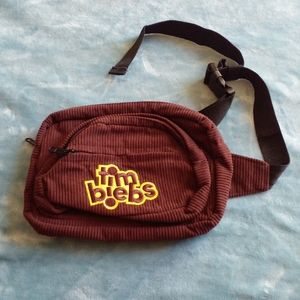 Tim Hortons, tim biebs fanny pack, brown corduroy, big, 3 zip pockets, EUC.